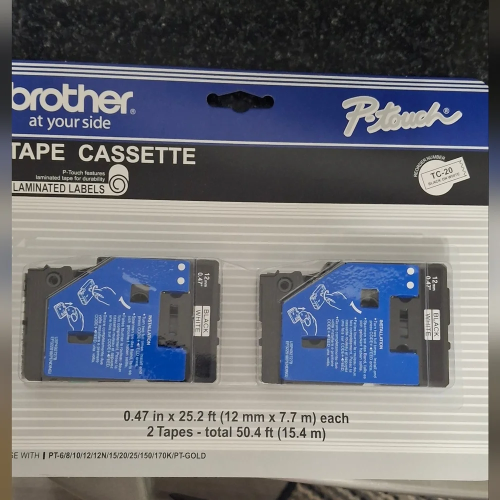 Brother P-Touch Blue and Black Tape Cassette